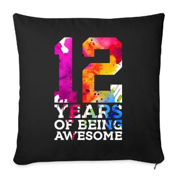 12 ANS D’ÊTRE GÉNIAL 12E ANNIVERSAIRE - Housse de coussin décorative 45 x 45 cm - noir - Devant