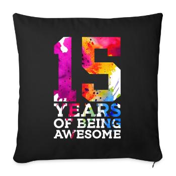 15 ANS D’ÊTRE GÉNIAL 15E ANNIVERSAIRE - Housse de coussin décorative 45 x 45 cm - noir - Devant