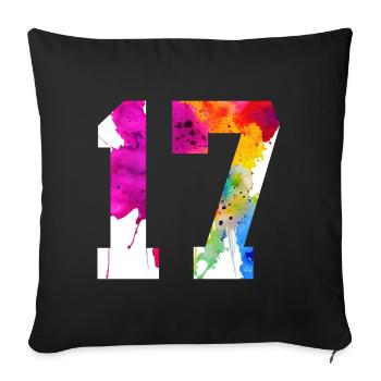 NUMBER 17 YEARS OLD 17TH BIRTHDAY - Sofa pillowcase 17,3'' x 17,3'' (45 x 45 cm) - black - Front