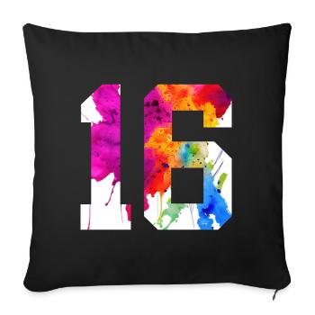 NUMMER 16 JAHRE ALT 16. GEBURTSTAG - Sofakissenbezug 45 x 45 cm - Schwarz - Vorne