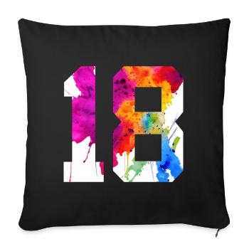 NUMBER 18 YEARS OLD 18TH BIRTHDAY - Sofa pillowcase 17,3'' x 17,3'' (45 x 45 cm) - black - Front