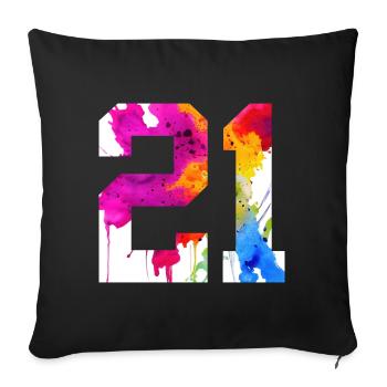 NUMBER 21 YEARS OLD 21ST BIRTHDAY - Sofa pillowcase 17,3'' x 17,3'' (45 x 45 cm) - black - Front