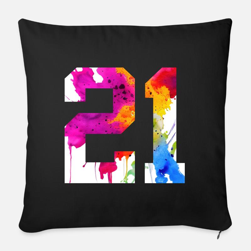 NUMMER 21 JAHRE ALT 21. GEBURTSTAG - Sofakissenbezug 45 x 45 cm - Schwarz