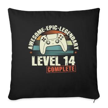 Level 14 Complete 14th Birthday Gift - Sofa pillowcase 17,3'' x 17,3'' (45 x 45 cm) - black - Front