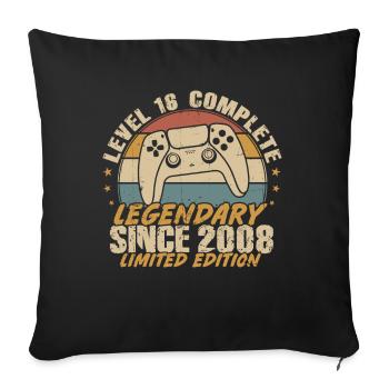 Level 16 Complete Legendary since 2008 - Sofa pillowcase 17,3'' x 17,3'' (45 x 45 cm) - black - Front