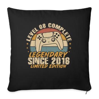 Niveau 8 complète légendaire depuis 2016 - Housse de coussin décorative 45 x 45 cm - noir - Devant