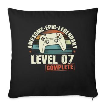 Level 7 Complete 7th Birthday Gift - Sofa pillowcase 17,3'' x 17,3'' (45 x 45 cm) - black - Front