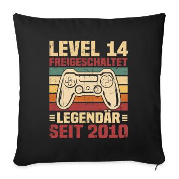 Level 14 freigeschaltet legendär seit 2010 - Sofakissenbezug 45 x 45 cm - Schwarz - Vorne