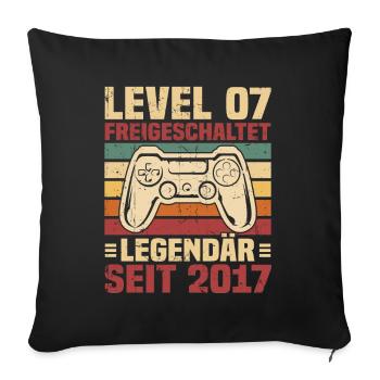 Level 7 freigeschaltet legendär seit 2017 - Sofakissenbezug 45 x 45 cm - Schwarz - Vorne