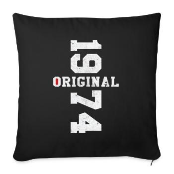 Original 1974 Rétro Cadeau d Anniversaire 50 ans - Housse de coussin décorative 45 x 45 cm - noir - Devant