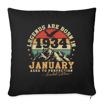 Janvier 1934 vintage rétro anniversaire 1934 - Housse de coussin décorative 45 x 45 cm - noir - Devant