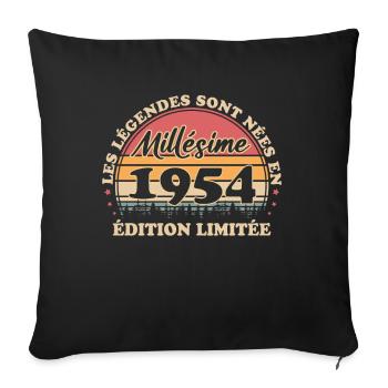 Millésime 1954 Vintage Anniversaire Rétro 1954 - Housse de coussin décorative 45 x 45 cm - noir - Devant