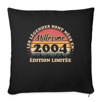 Millésime 2004 Vintage Anniversaire Rétro 2004 - Housse de coussin décorative 45 x 45 cm - noir - Devant