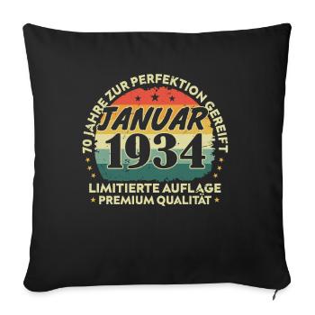 January 1934 Vintage Gift Birthday 90 Years - Sofa pillowcase 17,3'' x 17,3'' (45 x 45 cm) - black - Front