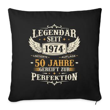 Legendary since 1974 Vintage 50th Birthday - Sofa pillowcase 17,3'' x 17,3'' (45 x 45 cm) - black - Front