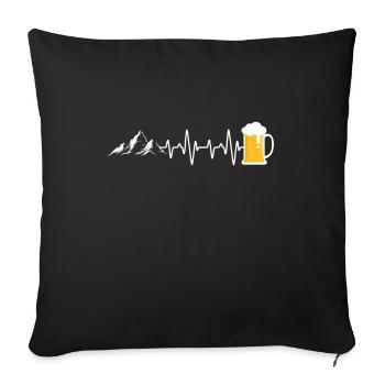Herzschlag Berge und Bier - Sofakissenbezug 45 x 45 cm - Schwarz - Vorne