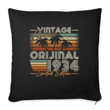 Vintage 1934 Cadeau Anniversaire Né En 1934 - Housse de coussin décorative 45 x 45 cm - noir - Devant