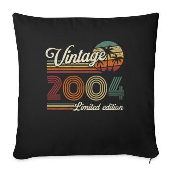Vintage Rétro Cadeau Anniversaire pour Né en 2004 - Housse de coussin décorative 45 x 45 cm - noir - Devant
