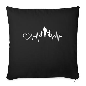 Father son and daughter heartbeat - Sofa pillowcase 17,3'' x 17,3'' (45 x 45 cm) - black - Front