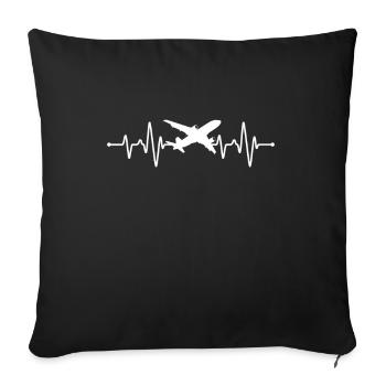 Battement de cœur de l’avion - Housse de coussin décorative 45 x 45 cm - noir - Devant