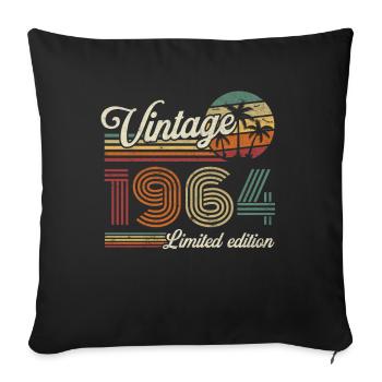 Vintage Rétro Cadeau Anniversaire pour Né en 1964 - Housse de coussin décorative 45 x 45 cm - noir - Devant