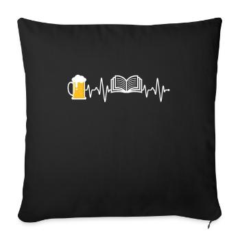 Bière et livre Heartbeat - Housse de coussin décorative 45 x 45 cm - noir - Devant