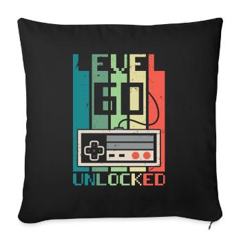 Level 60 Unlocked - Sofa pillowcase 17,3'' x 17,3'' (45 x 45 cm) - black - Front