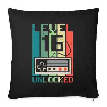 Level 16 Unlocked - Sofa pillowcase 17,3'' x 17,3'' (45 x 45 cm) - black - Front