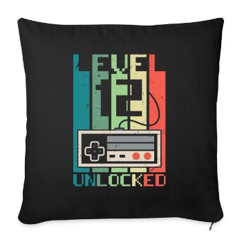 Level 12 Unlocked - Sofa pillowcase 17,3'' x 17,3'' (45 x 45 cm) - black - Front