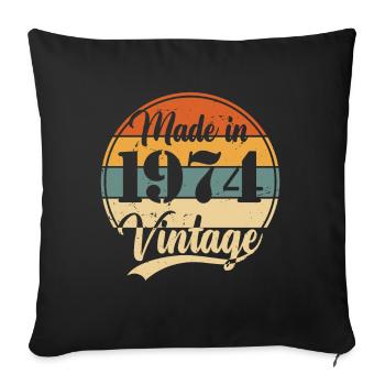 Cadeau d’anniversaire vintage 1974 50 ans - Housse de coussin décorative 45 x 45 cm - noir - Devant