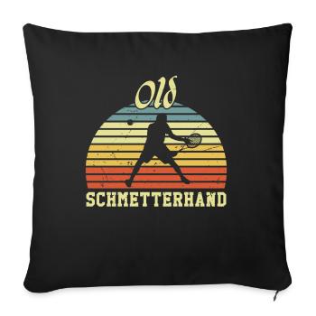 Tennis Retro Old Smash Hand - Sofa pillowcase 17,3'' x 17,3'' (45 x 45 cm) - black - Front
