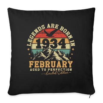 Février 1934 Vintage Rétro Anniversaire 1934 - Housse de coussin décorative 45 x 45 cm - noir - Devant