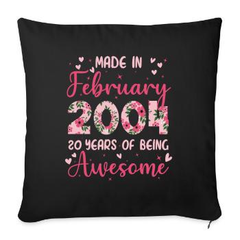 February 2004 20th Anniversary Gift for Wife - Sofa pillowcase 17,3'' x 17,3'' (45 x 45 cm) - black - Front