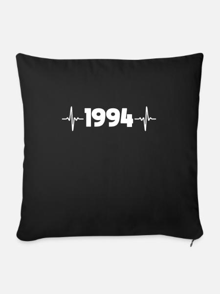 Geburtstag 1994 Herzschlag Jahrgang 1994 - Sofakissenbezug 45 x 45 cm - Schwarz