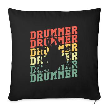 Vintage Drummer Gift - Sofa pillowcase 17,3'' x 17,3'' (45 x 45 cm) - black - Front