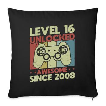 Niveau 16 débloqué - Housse de coussin décorative 45 x 45 cm - noir - Devant