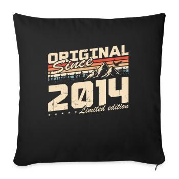 Cadeau d'anniversaire vintage original né en 2014 - Housse de coussin décorative 45 x 45 cm - noir - Devant