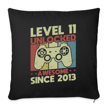 Level 11 Unlocked - Sofa pillowcase 17,3'' x 17,3'' (45 x 45 cm) - black - Front