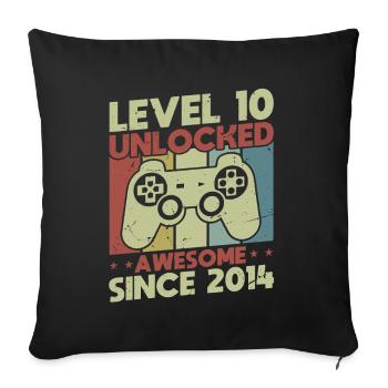 Level 10 Unlocked - Sofa pillowcase 17,3'' x 17,3'' (45 x 45 cm) - black - Front