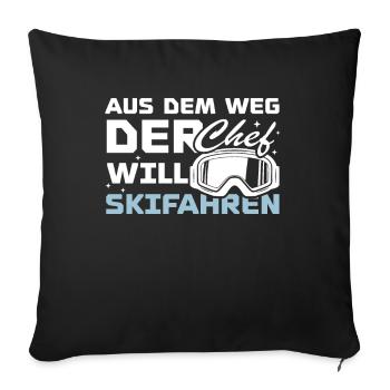 Aus dem weg der chef will skifahren - Sofakissenbezug 45 x 45 cm - Schwarz - Vorne