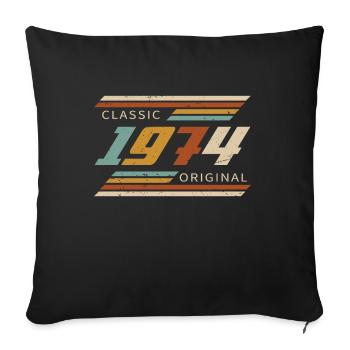 Classique 1974 Original Vintage anniversaire 1974 - Housse de coussin décorative 45 x 45 cm - noir - Devant