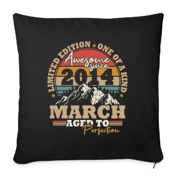 Mars 2014 Vintage Cadeau D'anniversaire Rétro - Housse de coussin décorative 45 x 45 cm - noir - Devant