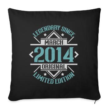Vintage Mars 2014 Rétro Cadeau D'anniversaire - Housse de coussin décorative 45 x 45 cm - noir - Devant