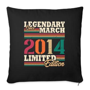 Vintage 2014 Mars Cadeau Anniversaire Rétro - Housse de coussin décorative 45 x 45 cm - noir - Devant
