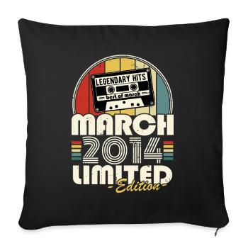 Mars 2014 Vintage Rétro Cadeau Anniversaire - Housse de coussin décorative 45 x 45 cm - noir - Devant