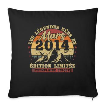 Vintage mars 2014 rétro cadeau d anniversaire - Housse de coussin décorative 45 x 45 cm - noir - Devant