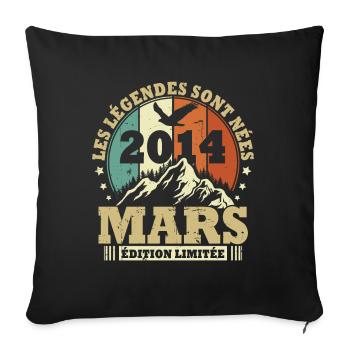 Vintage Mars 2014 Vintage Cadeau Anniversaire - Housse de coussin décorative 45 x 45 cm - noir - Devant