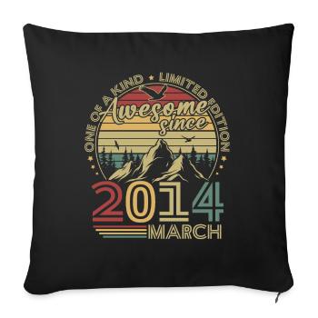Vintage Mars 2014 Rétro Cadeau Anniversaire - Housse de coussin décorative 45 x 45 cm - noir - Devant
