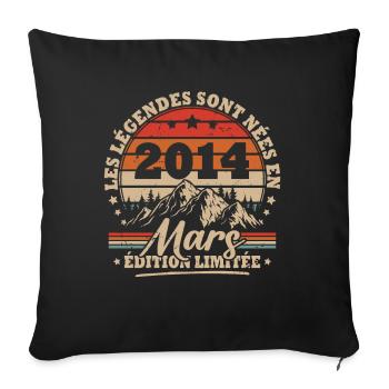 Vintage Cadeau Anniversaire Nées En Mars 2014 - Housse de coussin décorative 45 x 45 cm - noir - Devant