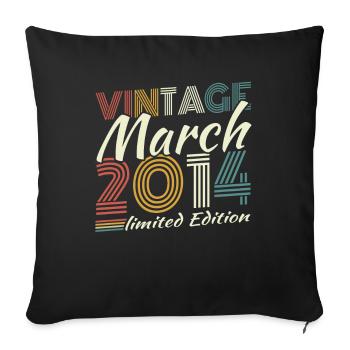 Mars 2014 Vintage Rétro Cadeau D'anniversaire - Housse de coussin décorative 45 x 45 cm - noir - Devant